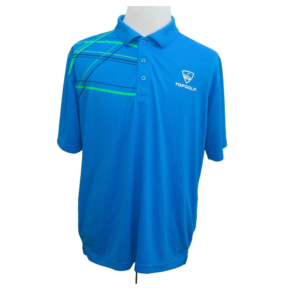 TOPGOLF Men's Size Large Blue Short Sleeve Polo Golf Shirt Employee Work Uniform